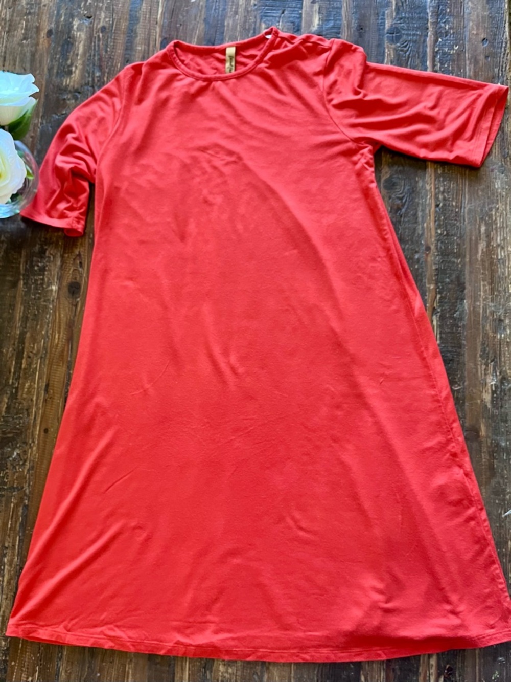 Rachel Pally Bright tangerine Short-Sleeve Shift Dress Sz M - Picture 4 of 8